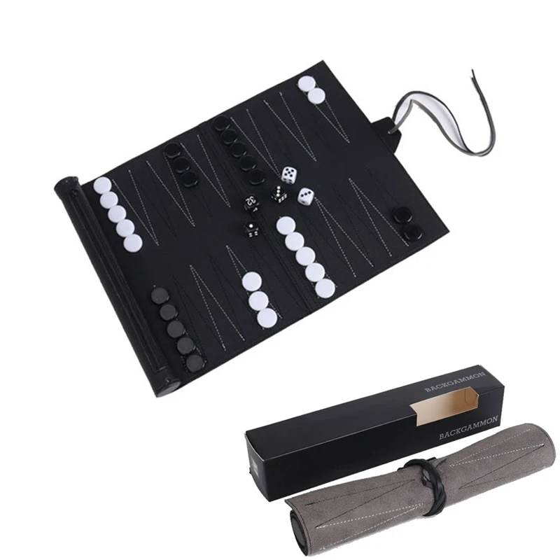 Board Game Zenith - Set Backgammon gulung portabel, Set permainan